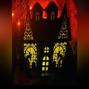 Halloween Putz Haunted House Wicked Witch LED Light-Up Glitter Home Table Decor